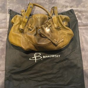 B makowsky Hunter Green Genuine Leather Bag